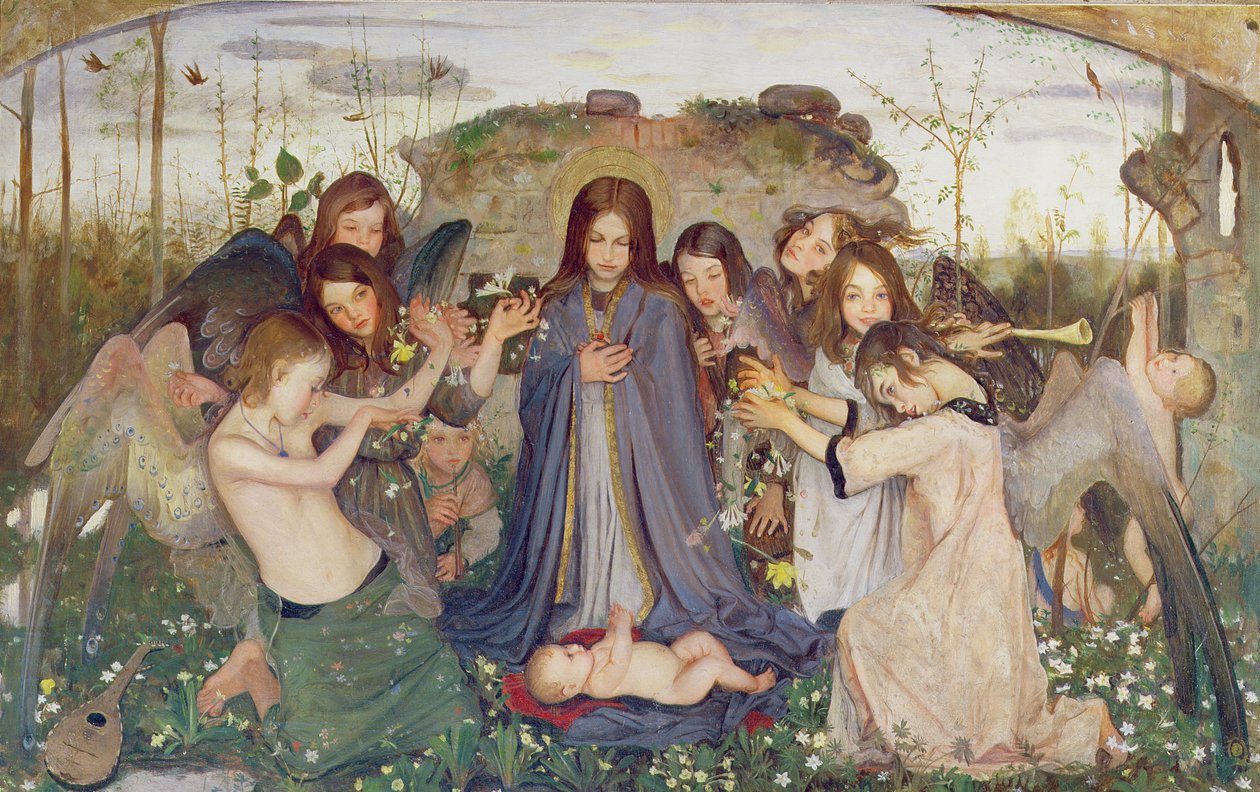 麦当娜和儿童与天使，c.1925（小组） 作者 马克·兰斯洛特·西蒙斯