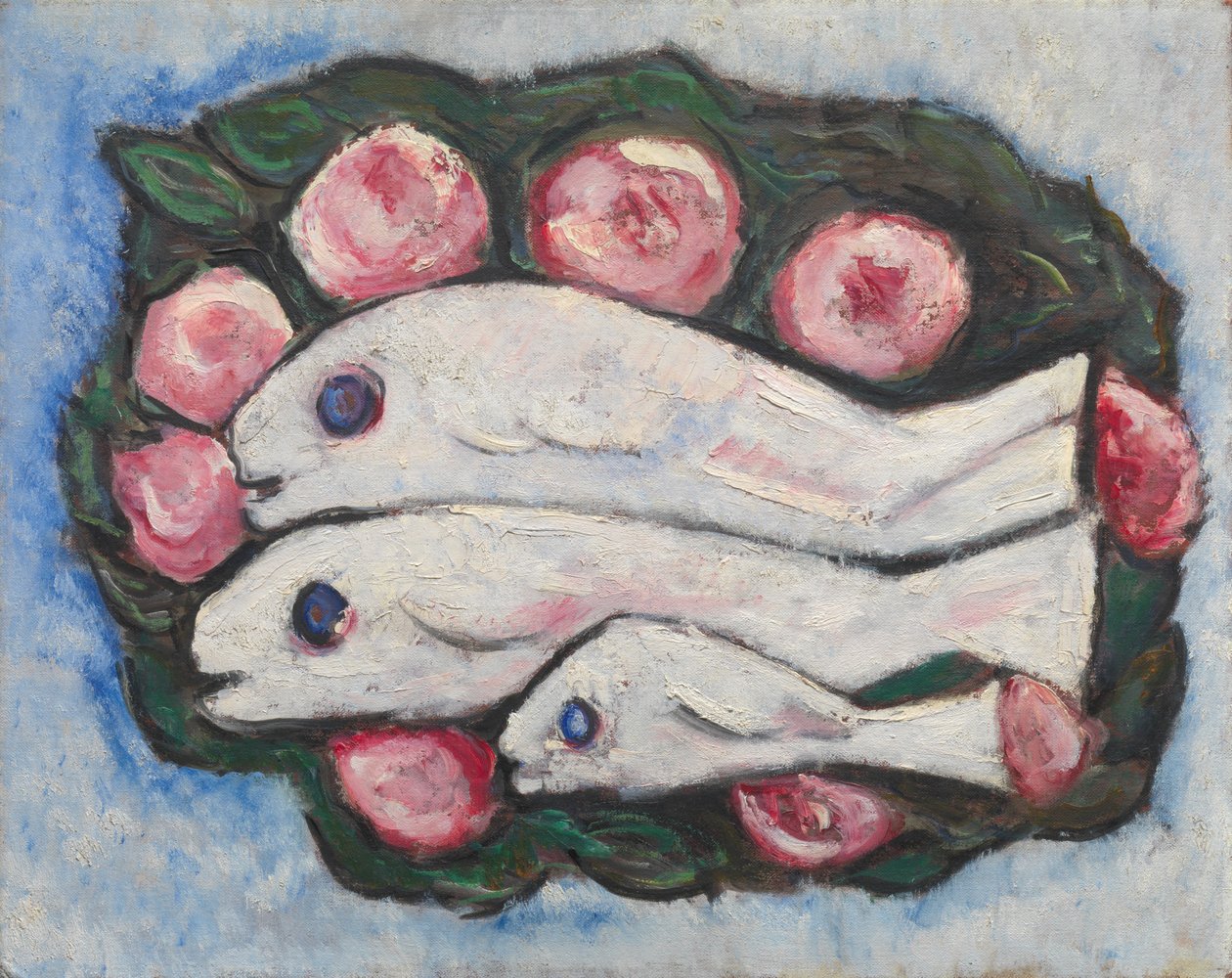 沉默的宴会，1935-36（油画板） 作者 马斯登·哈特利