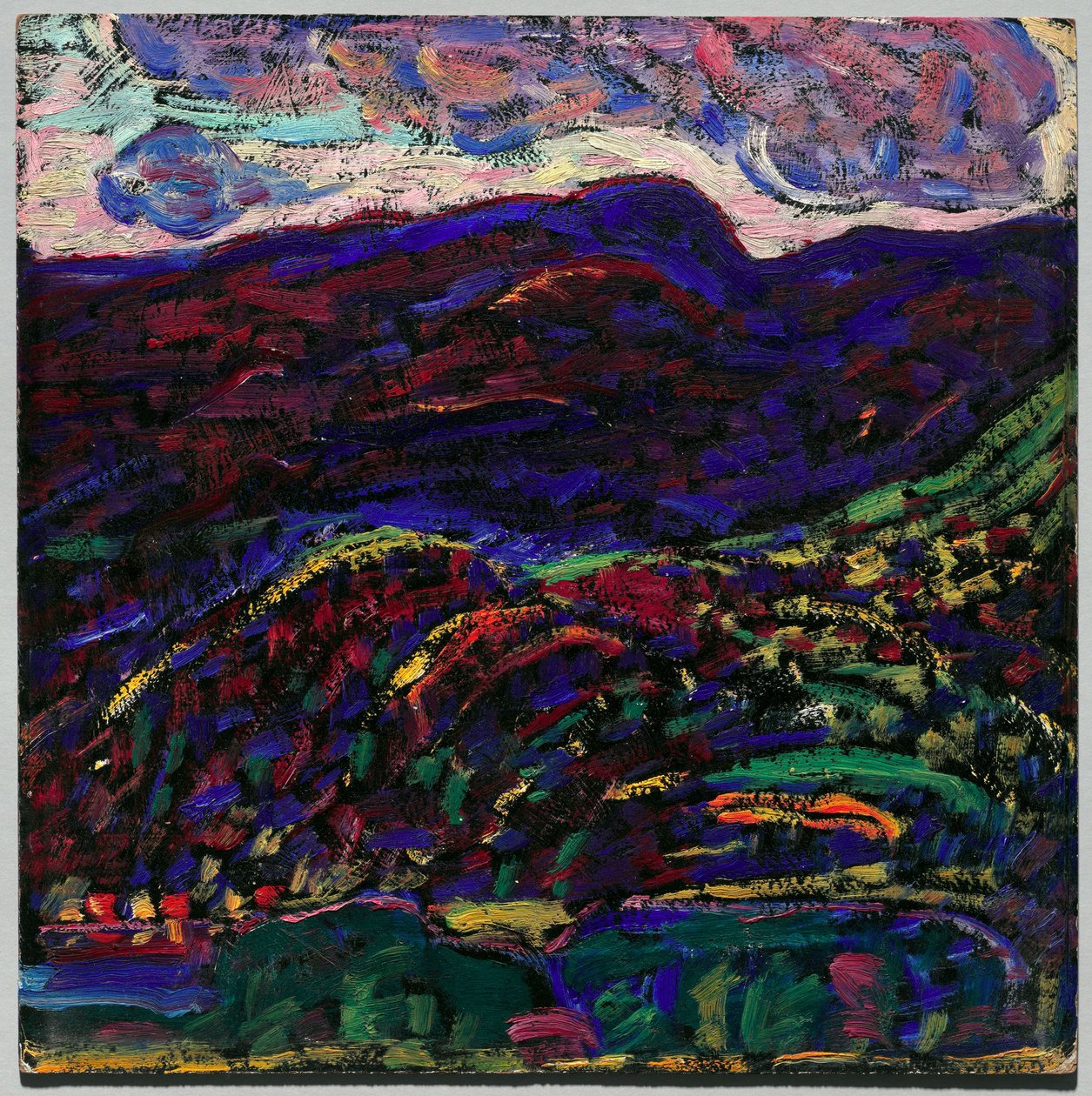 凯扎尔湖，秋夜，c.1910（纸板油画） 作者 马斯登·哈特利