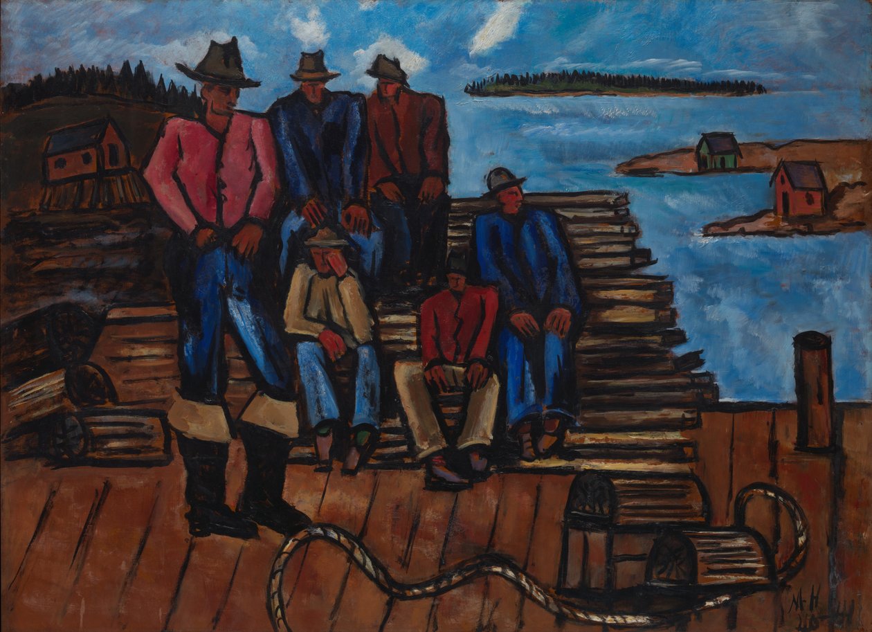 龙虾渔民，1940-41（硬质纤维板油） 作者 马斯登·哈特利