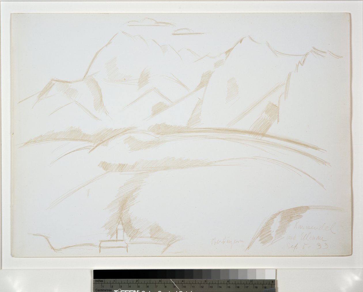 Mountain Landscape with Church Steeple in Foreground 作者 马斯登·哈特利