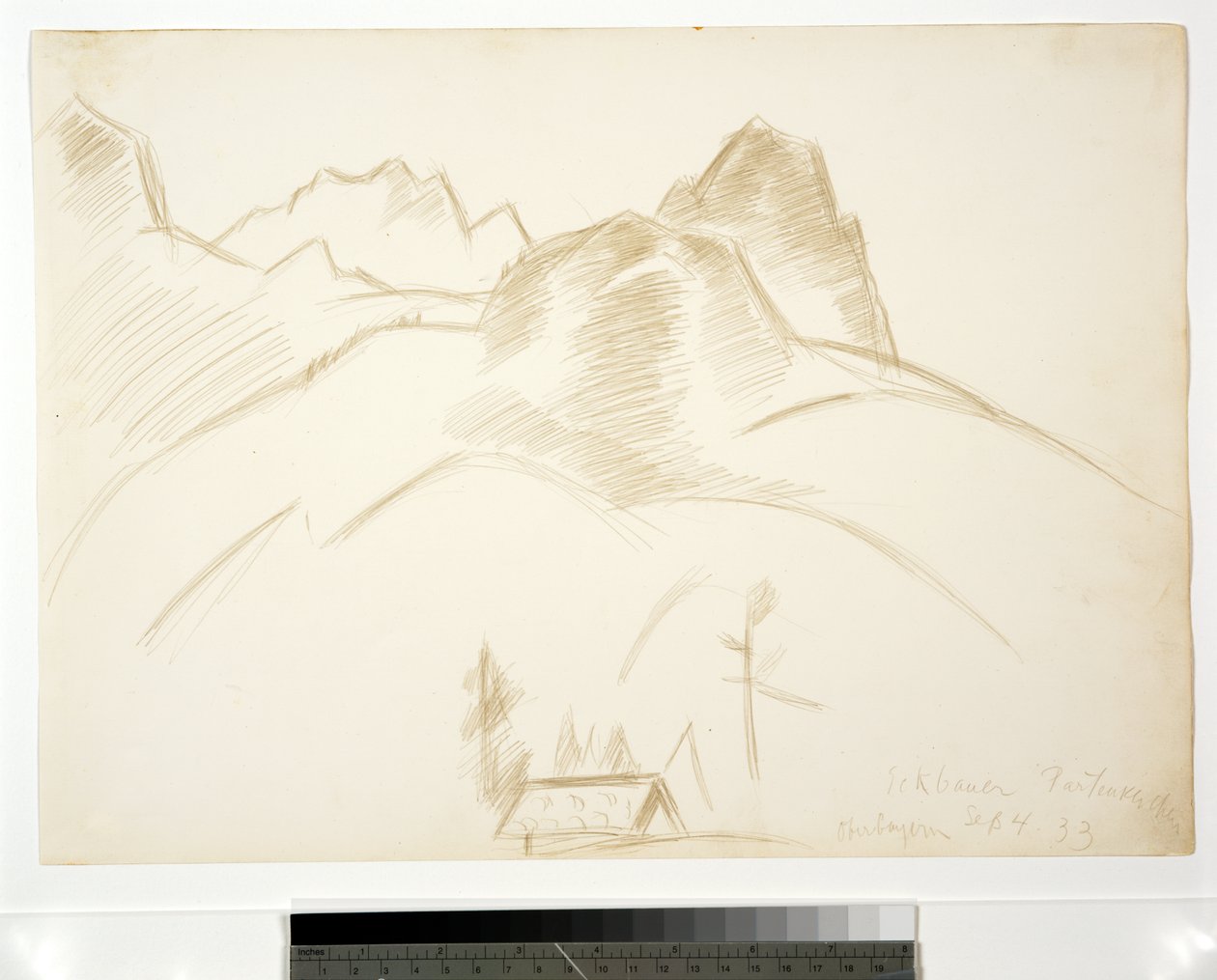 1933年，山景与前景中的房子 作者 马斯登·哈特利