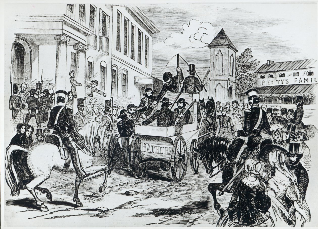 1851年8月21日，悉尼殖民地财政部的政府转运，1852年1月24日“伦敦新闻画报”的到来 作者 马歇尔·克拉克斯顿