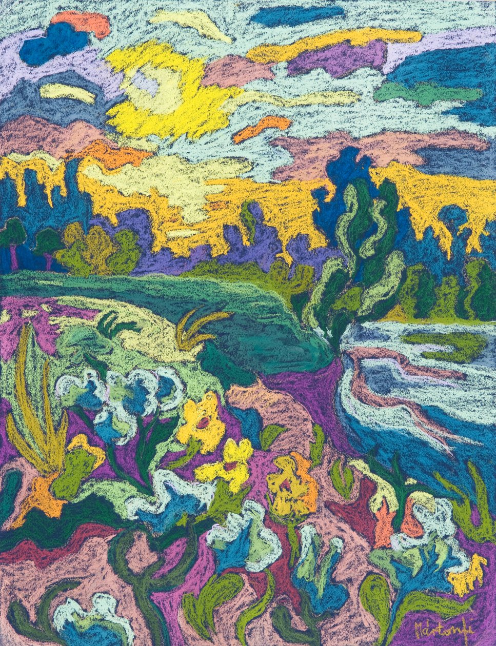 盛开的河岸，2009年（纸上粉彩） 作者 玛塔·马顿菲·本克