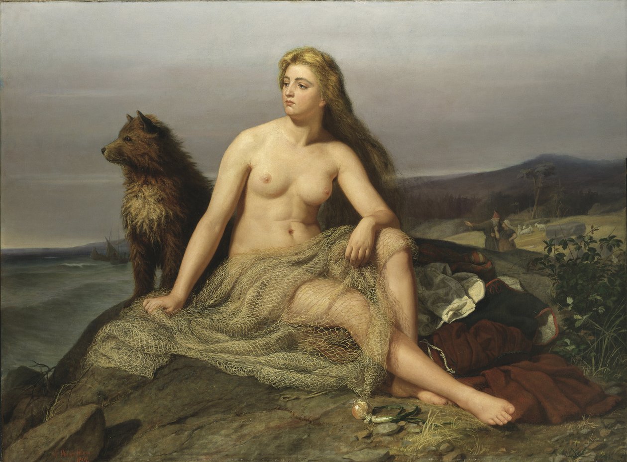 Kraka (Aslaug, Aslog), by Winge, Marten Eskil (1825-1896).布面油画 作者 MårtenEskil Winge