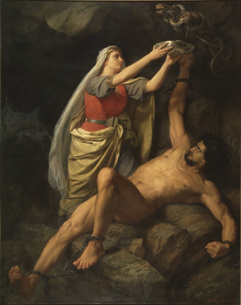 Loki and Sigyn - Loki and Sigyn，作者是Winge，Marten Eskil（1825-1896）。布面油画 作者 MårtenEskil Winge