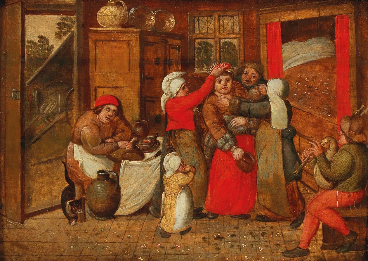 准备婚床，1570年代。 作者 Marten van Cleve the Elder