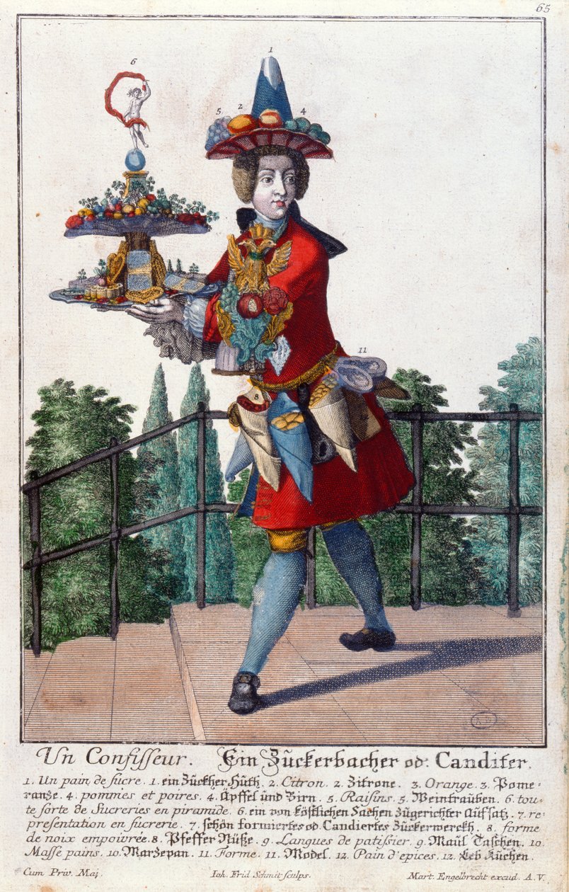 A Confectioner，c.1735（彩色雕刻） 作者 马丁·恩格布雷希特