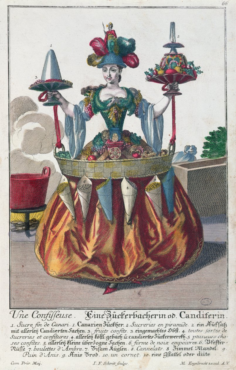 A Confectioner，c.1735（彩色雕刻） 作者 马丁·恩格布雷希特