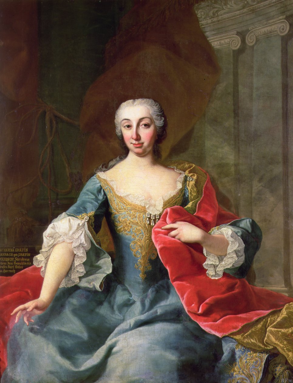 Katherina，伯爵夫人Harrach nee Countess Bouqnoy，伯爵Karl Anton von Harrach的妻子，18世纪 作者 马丁二世Mytens或Meytens