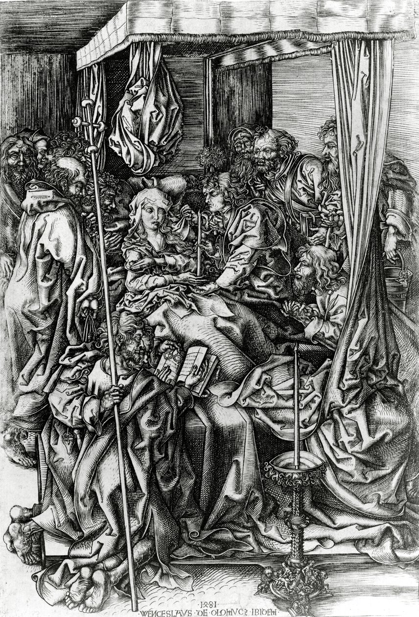 圣母死亡，由Wenzel von Olmutz雕刻，1481年 作者 马丁·尚高