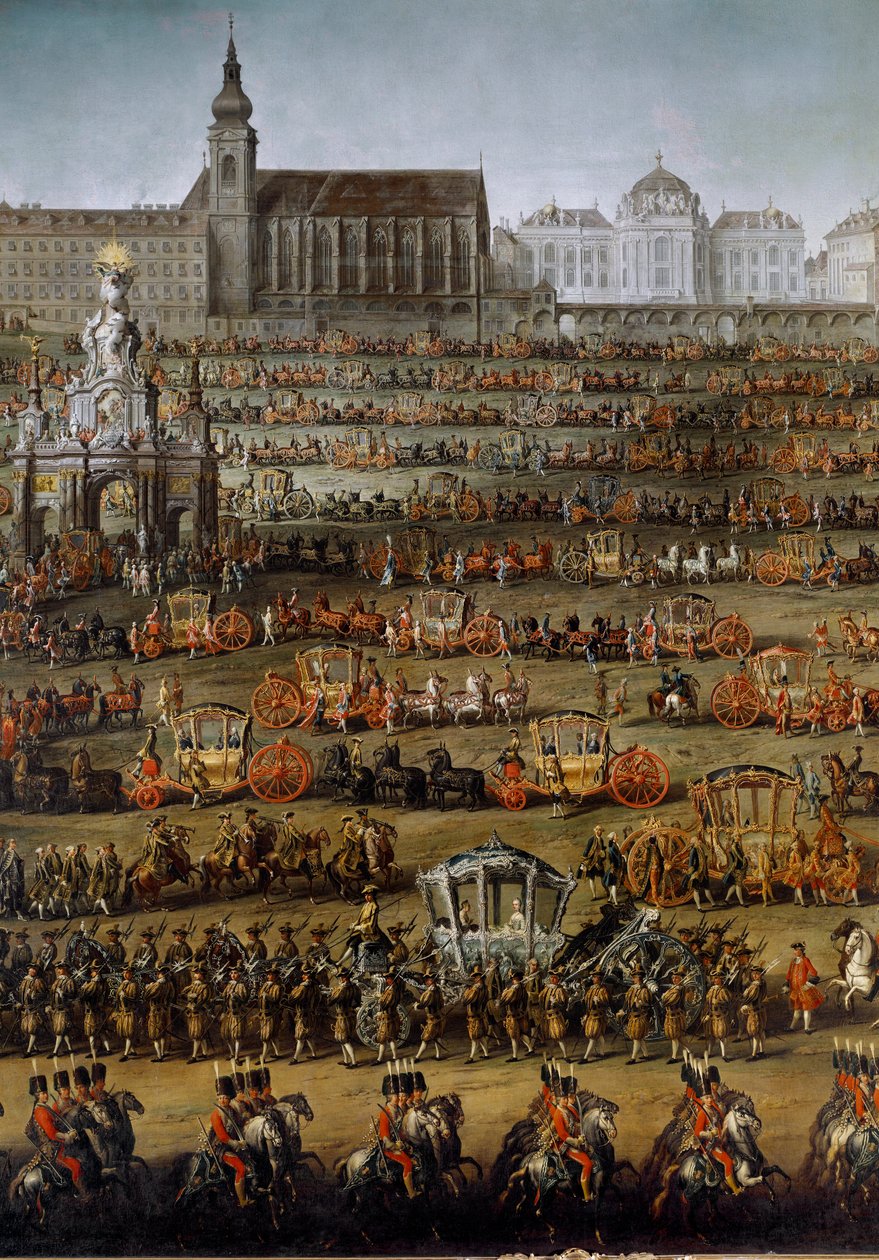 1760 年 5 月 10 日，帕尔马公主伊莎贝拉在与约瑟夫二世皇帝的婚礼上抵达维也纳 详情。 （绘画） 作者 马丁（和工作室）迈滕斯（Metens）或迈滕斯（Meytens）