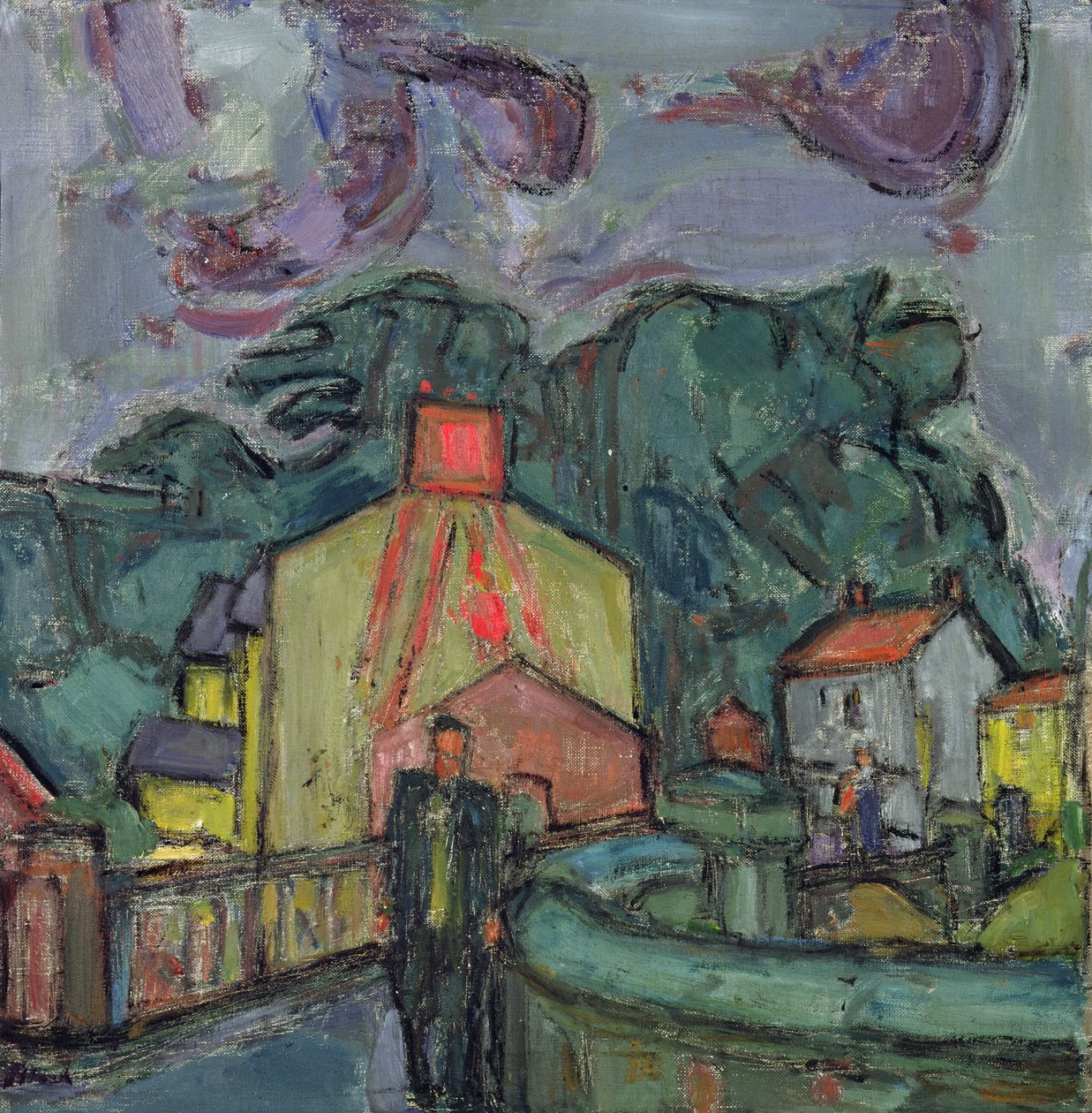 威尔士村庄（布面油画） 作者 马丁·布洛赫