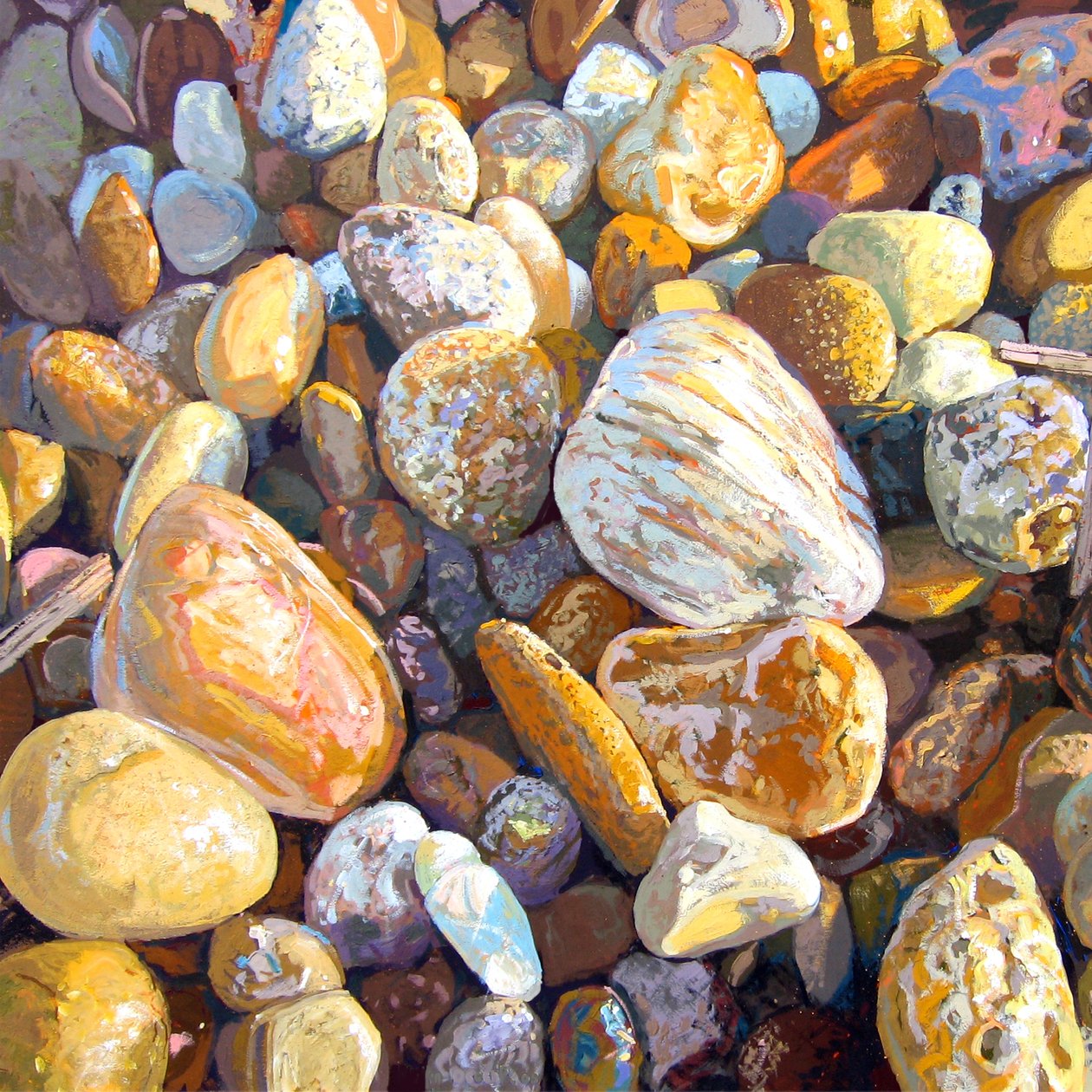 海滩卵石，2007年（船上的水粉画） 作者 马丁·德森