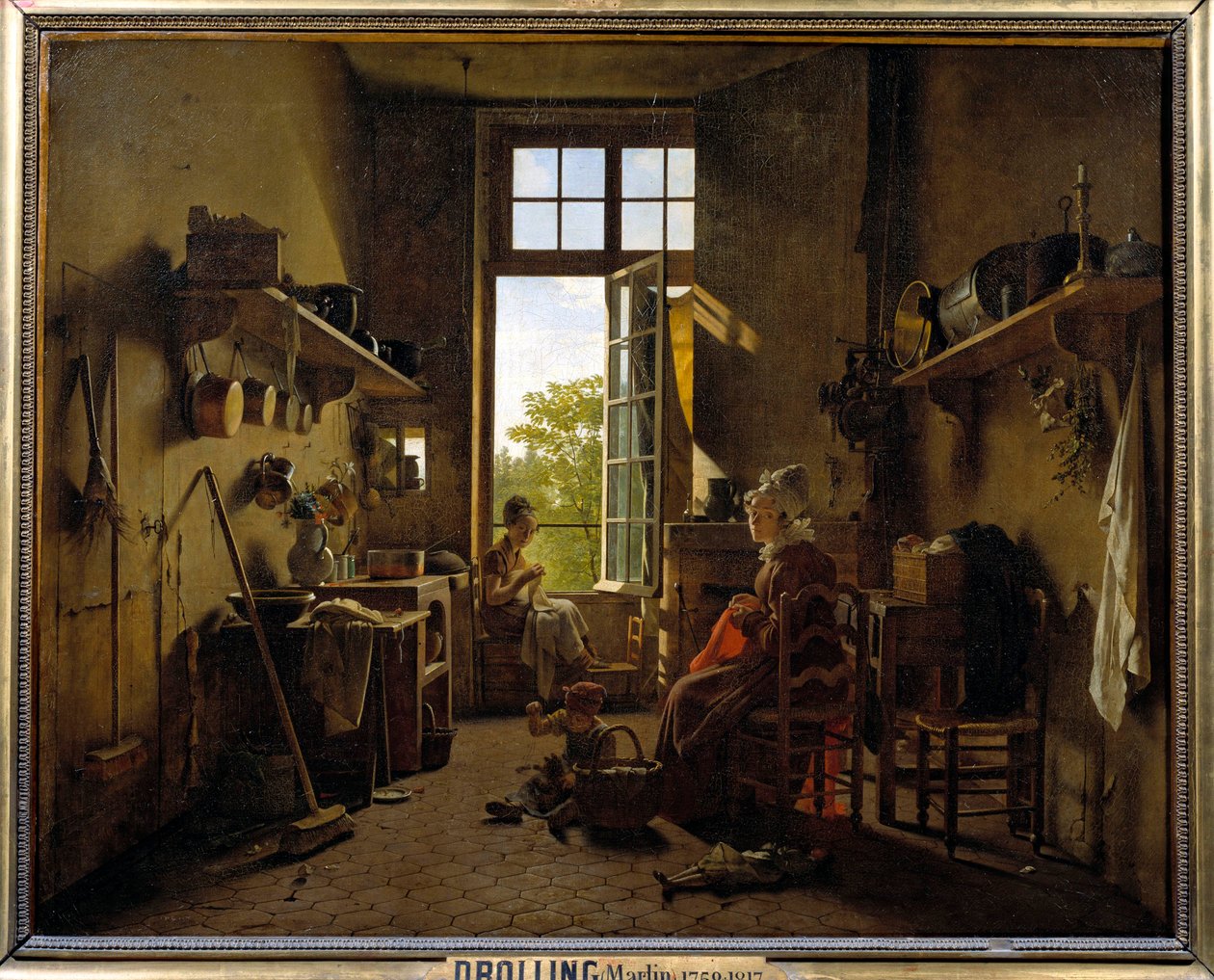 Martin Drolling (1752-1817) 1815 年的厨房内部绘画。 0,65x0,8 m 作者 马丁·德洛林