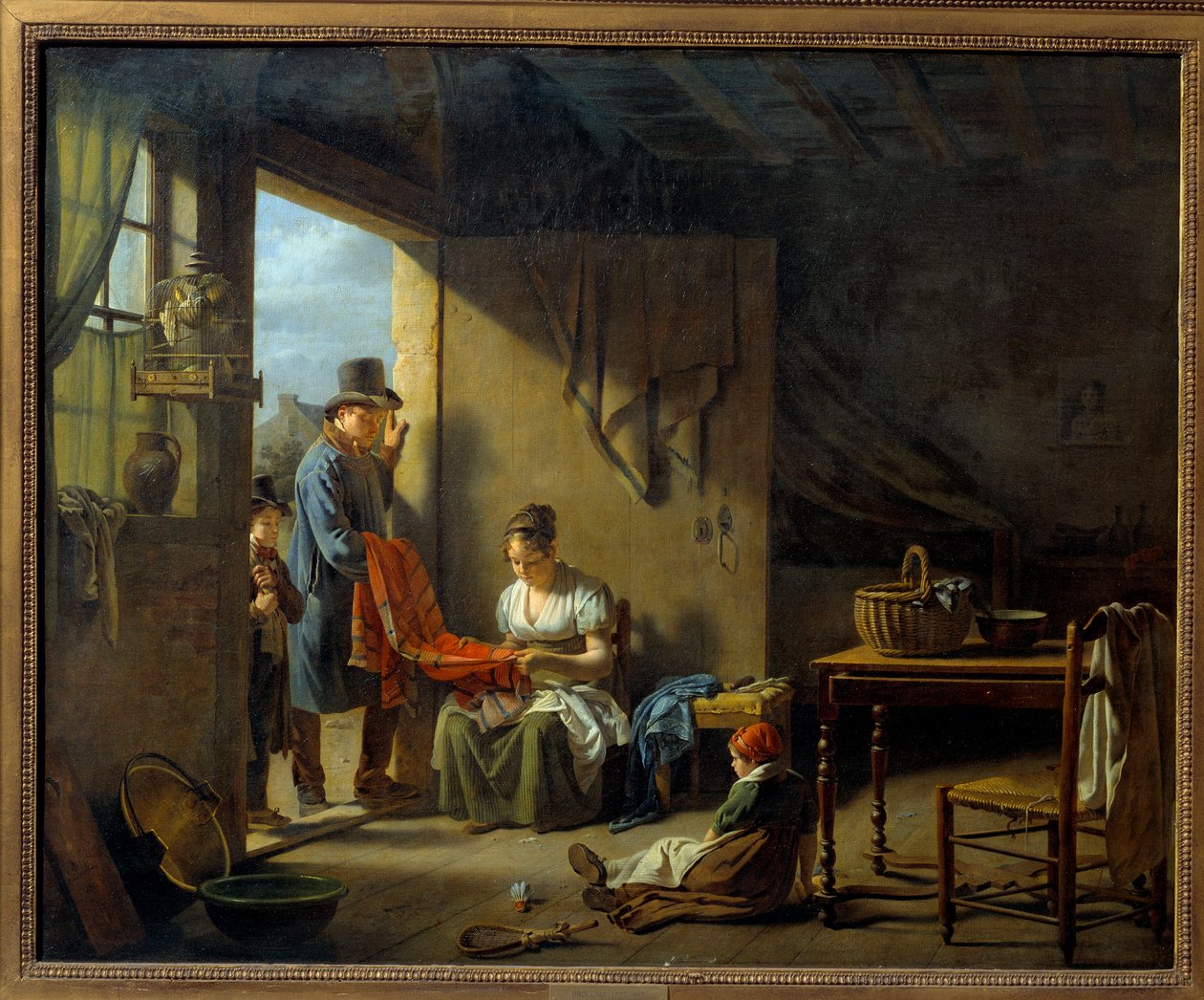 小贩。 Martin Drolling (1752-1817) 的绘画 作者 马丁·德洛林