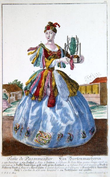 软体家具商的妻子，约1735年（彩色版画） 作者 马丁·恩格布雷希特