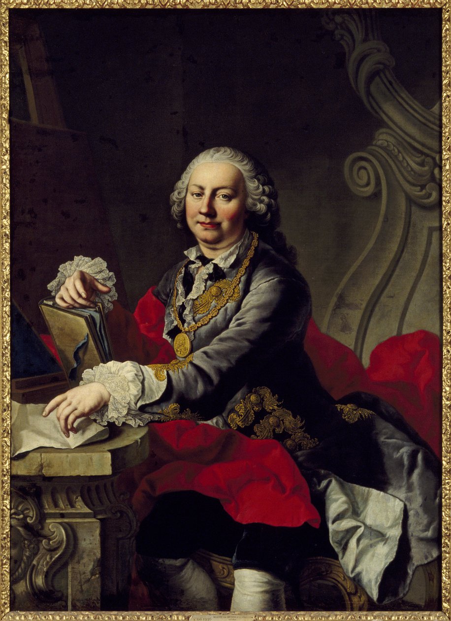 自画像--自画像，由Mijtens(Meytens), Martin van, the Younger(1695-1770)创作。布面油画。尺寸：147x106厘米。斯德哥尔摩国家博物馆 作者 马丁二世Mytens或Meytens