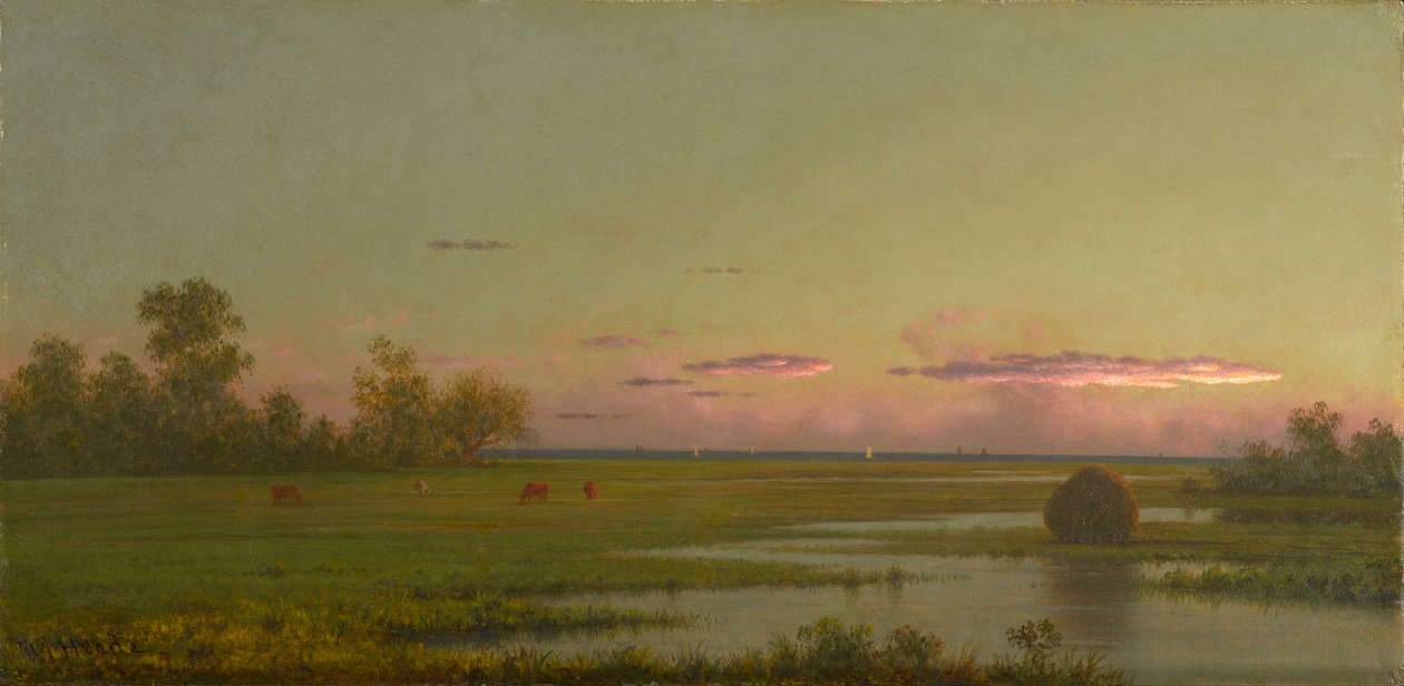 康涅狄格州南港的盐沼，约1862-63（布面油画） 作者 马丁·约翰逊·海德