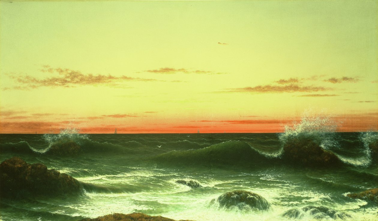 海景：日落，1861年 作者 马丁·约翰逊·海德