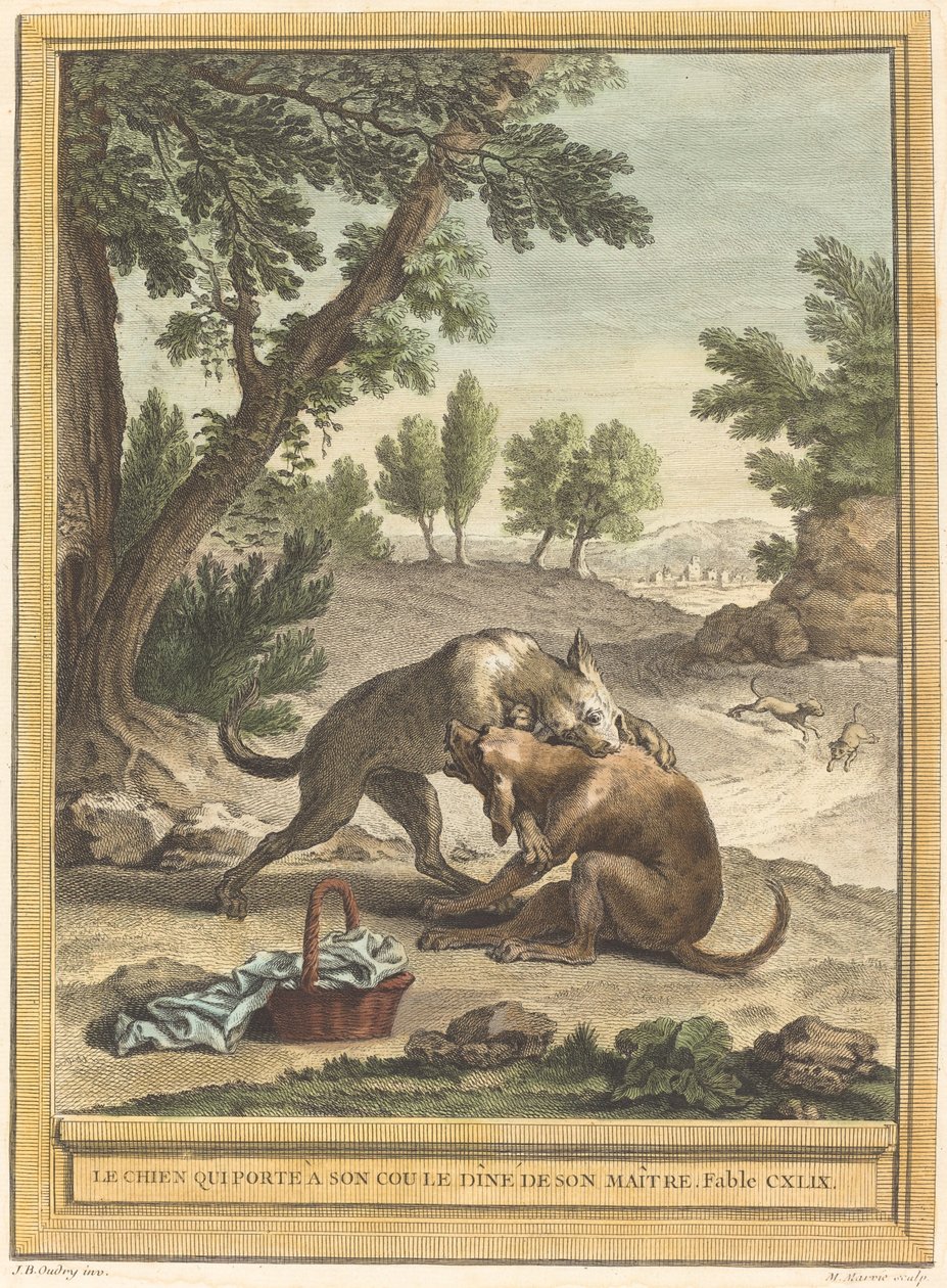 带着主人的晚餐的狗 作者 让·巴蒂斯特·乌德里 (Jean Baptiste Oudry) 之后的马丁·马维