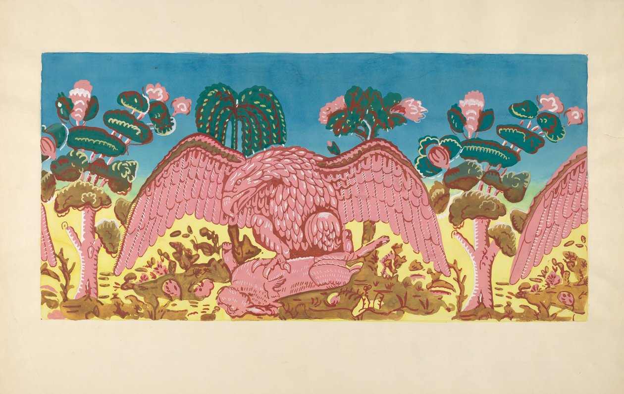 带盒设计鹰和兔，约1936年。 作者 马丁·帕蒂卡
