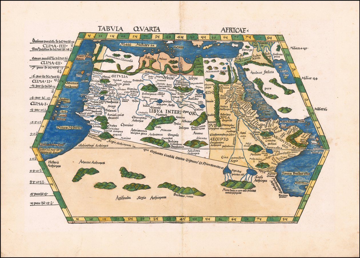 1513 年马丁-瓦尔德西米勒绘制的托勒密第 4 幅非洲地图 作者 马丁·沃尔德西缪勒
