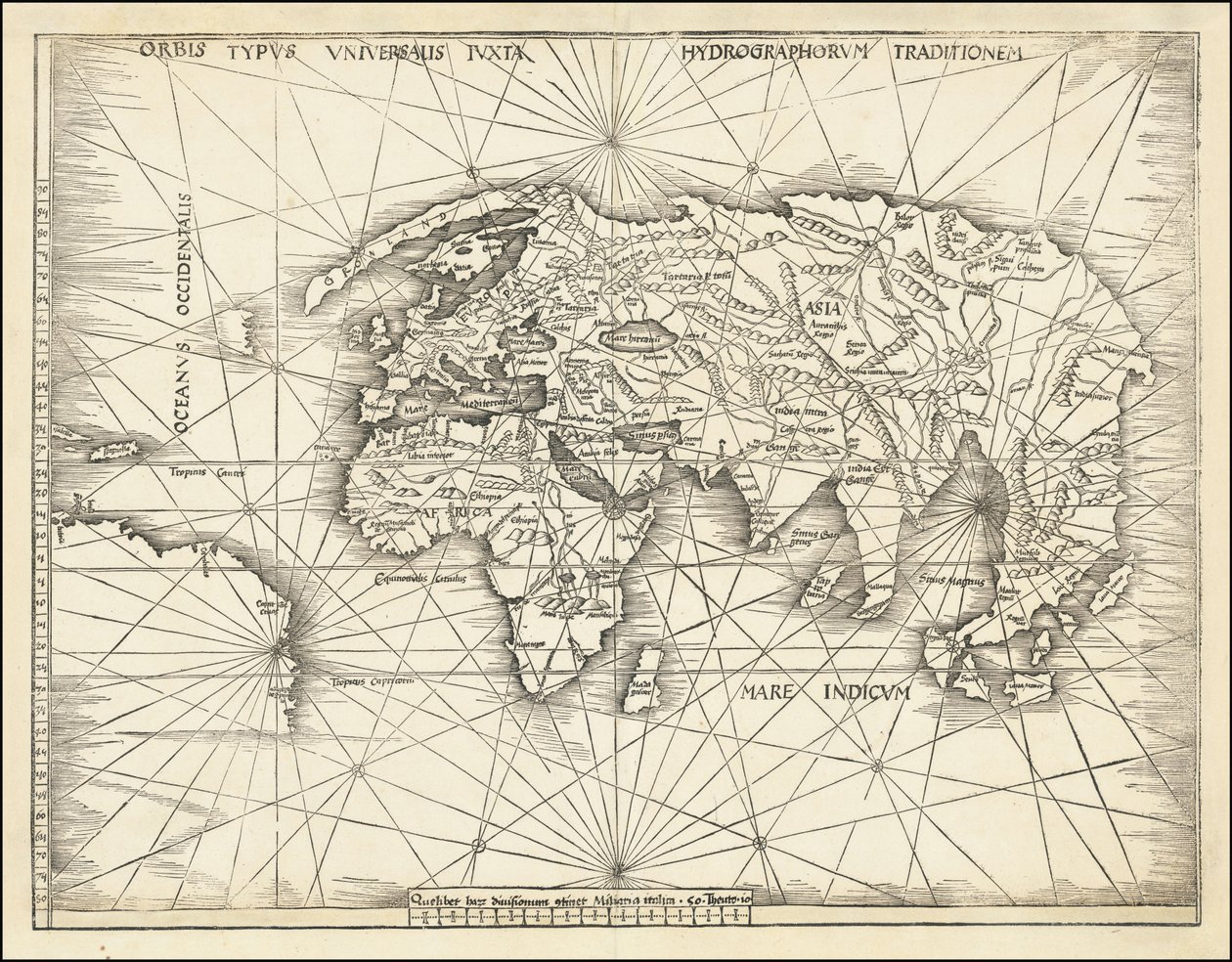 1513 年地图 - Orbis Typus Universalis Iuxta Hydrographorum Traditionem 作者 马丁·沃尔德西缪勒