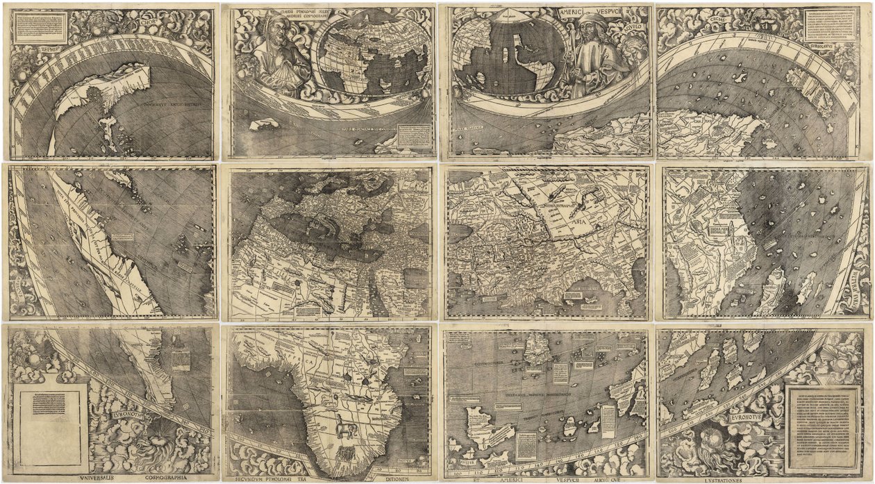 世界地图环球百科，1507年 作者 马丁·沃尔德西缪勒