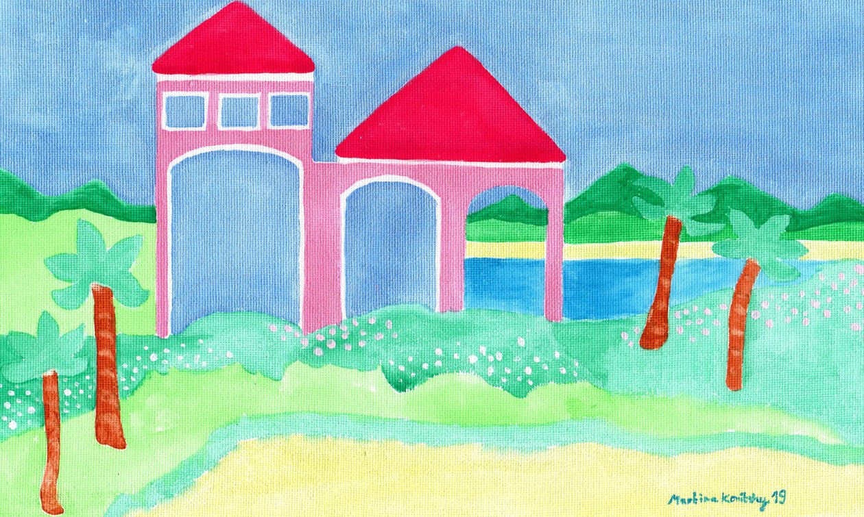 晚上在海边的房子 作者 玛蒂娜·柯尼兹基（Martina Konitzky）