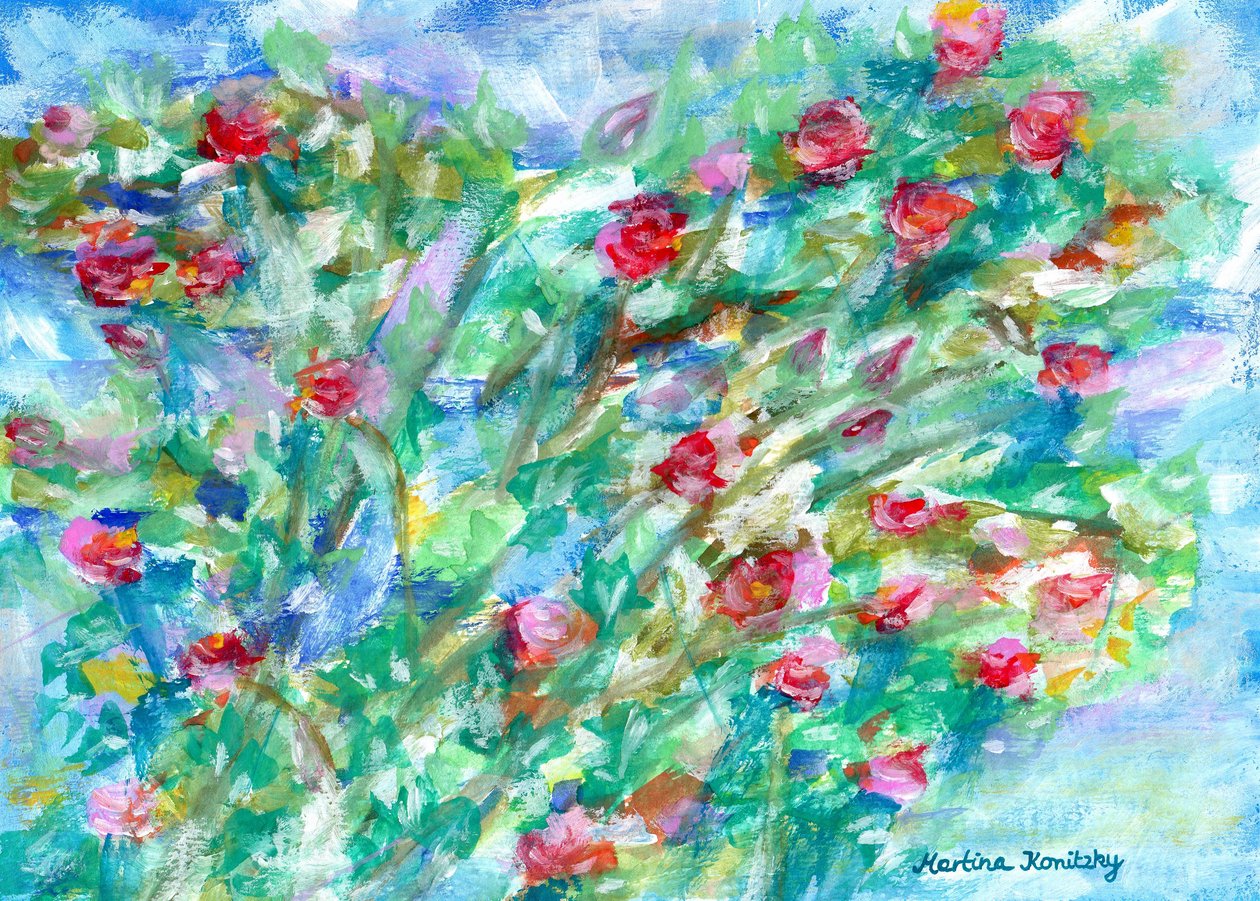 窗前的玫瑰花丛 作者 玛蒂娜·柯尼兹基（Martina Konitzky）