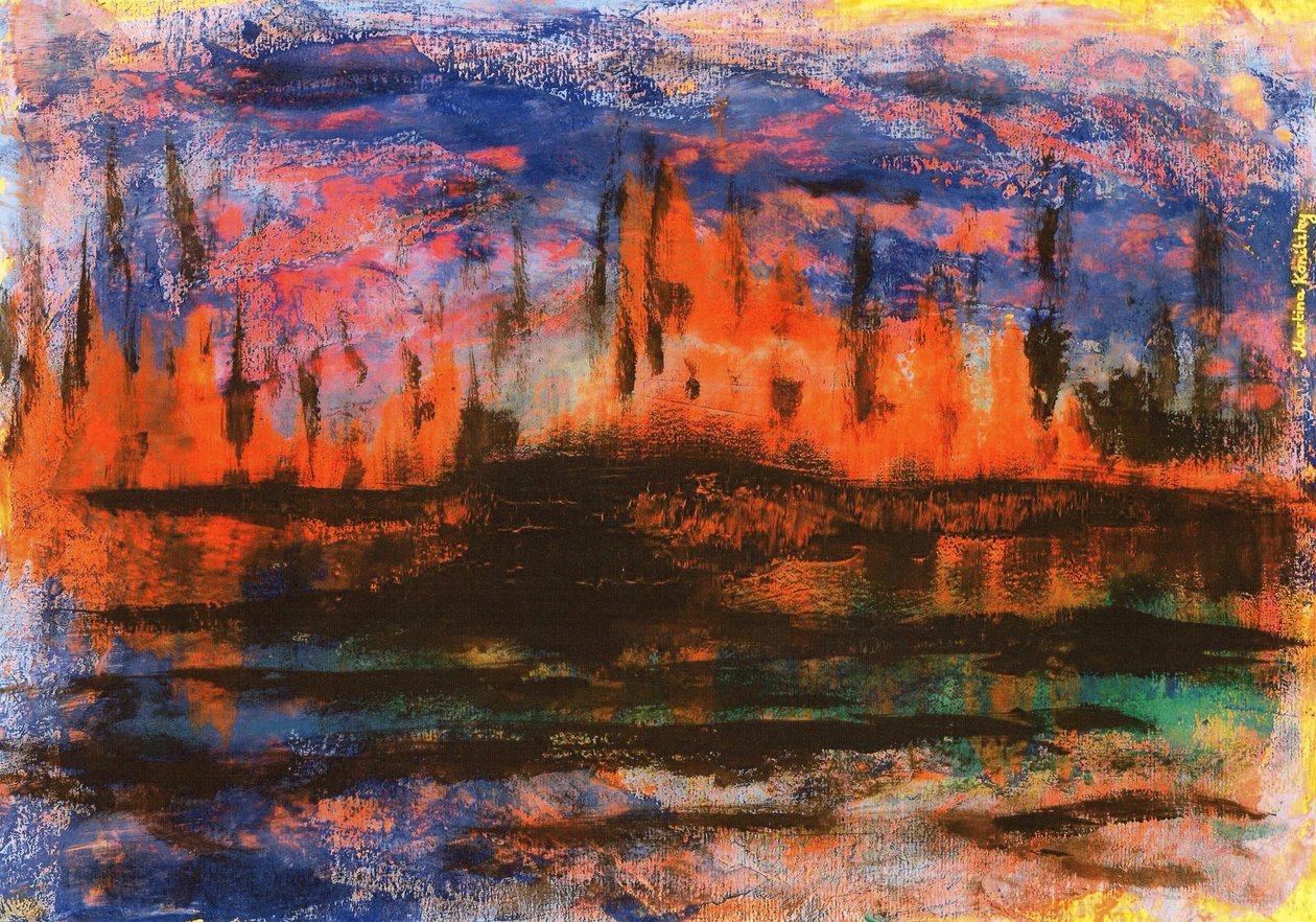 晚上的天际线水反射 作者 玛蒂娜·柯尼兹基（Martina Konitzky）