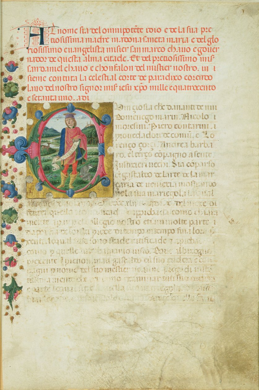 历史的初始C描绘了先知丹尼尔的景观，c.1471 作者 马蒂诺·迪·乔治·摩德纳