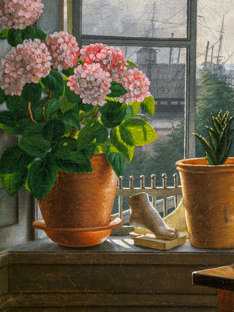 艺术家窗前的景色，细节 作者 马蒂努斯·罗比