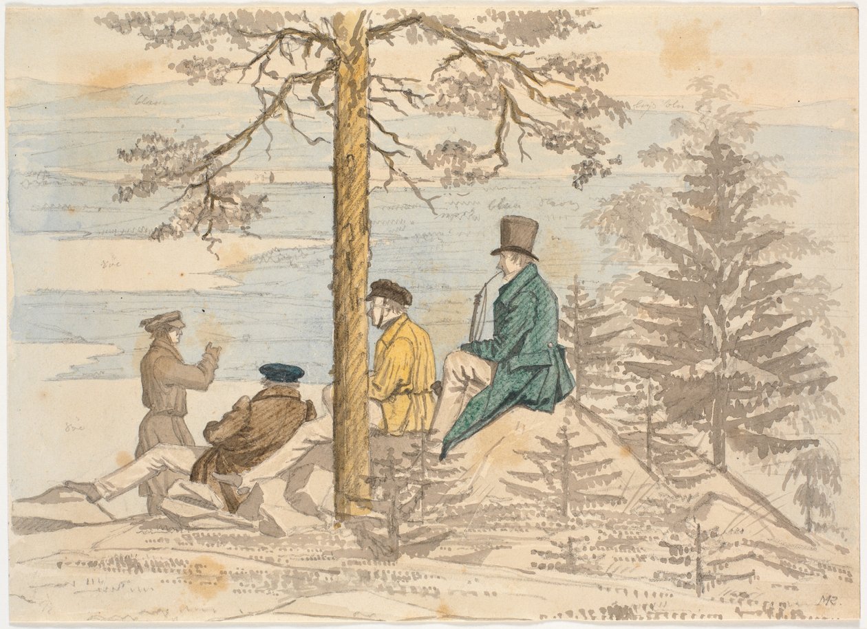 四人在霍尔姆科伦欣赏美景 作者 马蒂努斯·罗比（MartinusRørbye）