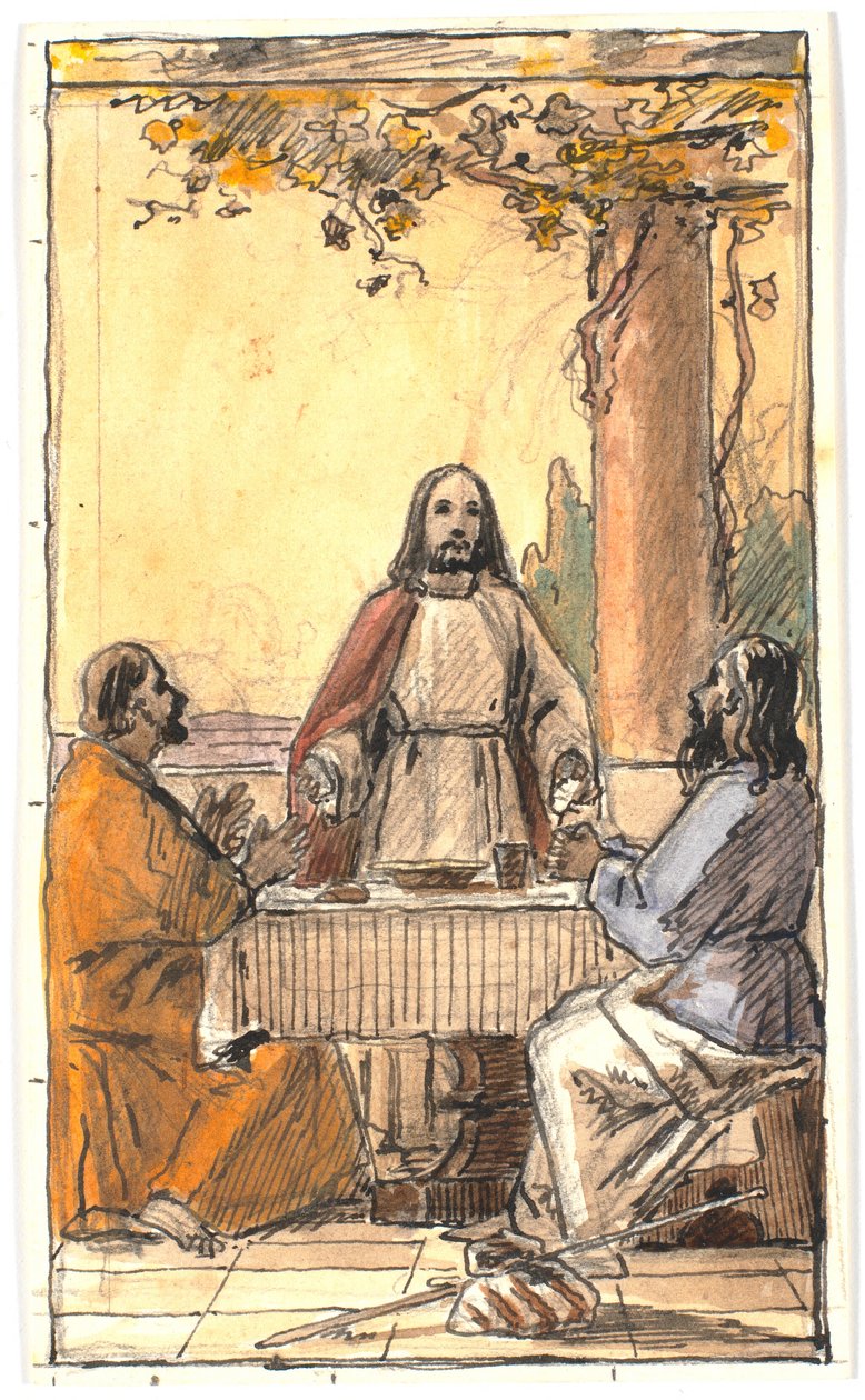 基督和两个门徒在以马忤斯 作者 马蒂努斯·罗比（MartinusRørbye）
