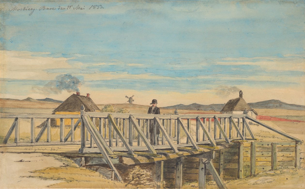 Mosbjerg附近的风景与桥梁，1833年。 作者 马蒂努斯·罗比（MartinusRørbye）