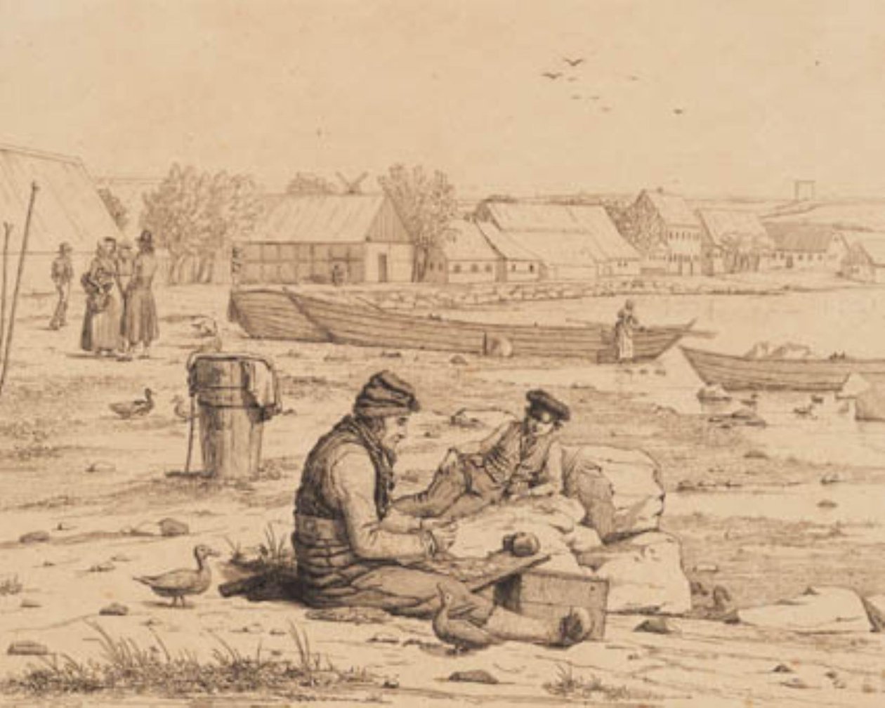 Thisted 的 Strandgaden。1830 作者 马蒂努斯·罗比（MartinusRørbye）