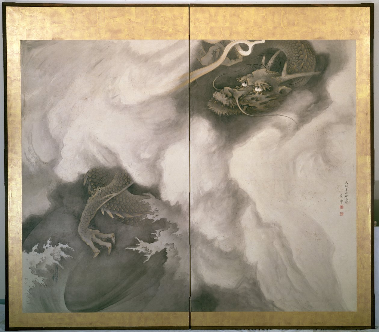 龙屏，日文，1781（纸上墨水和颜色） 作者 丸山大京