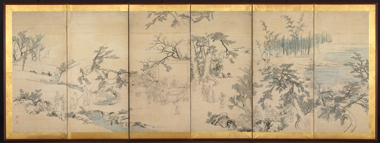 1700年代后期，在兰花亭举行文学集会。 作者 丸山大京