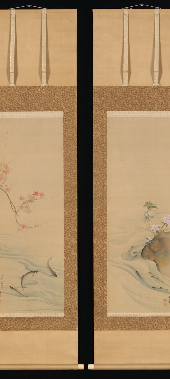 夏秋季节的甜鱼，1785年。 作者 丸山大京