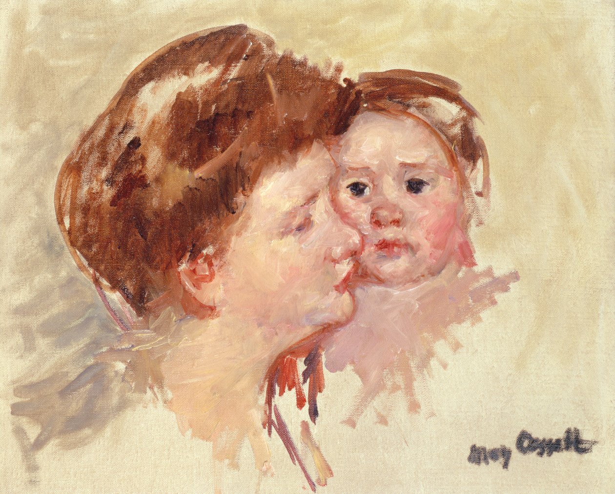 母亲在配置文件中与婴儿脸颊到脸颊（No.2），c.1909 作者 玛丽·卡萨特