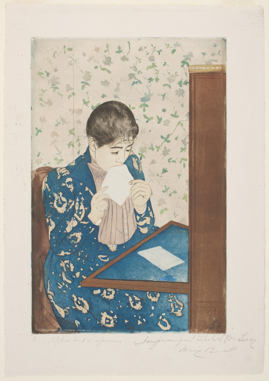 信，1890-91（纸上的干点和水印） 作者 玛丽·卡萨特