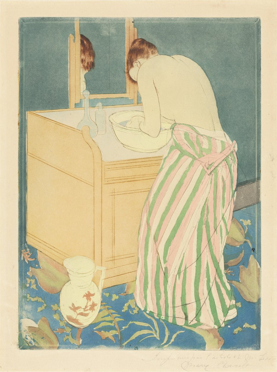 女人沐浴，1890-1（颜色干点和厚纸上的aquatint） 作者 玛丽·卡萨特