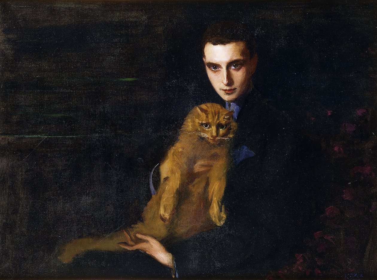 Erte与Misha的肖像，c。 1915年（布面油画） 作者 玛丽·埃里斯托夫·哈萨克
