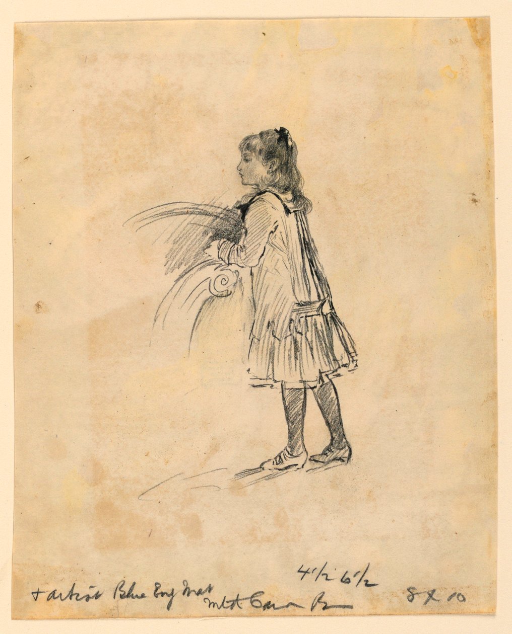 素描，玛丽安-黑格童年，1883 年 作者 玛丽·哈洛克·富特