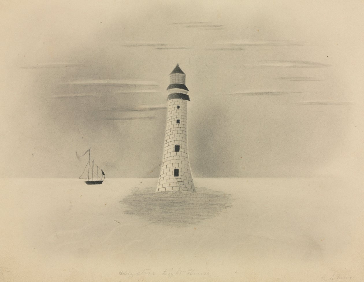 埃迪斯通灯塔，1840年。 作者 玛丽·阿尔塔·尼姆斯
