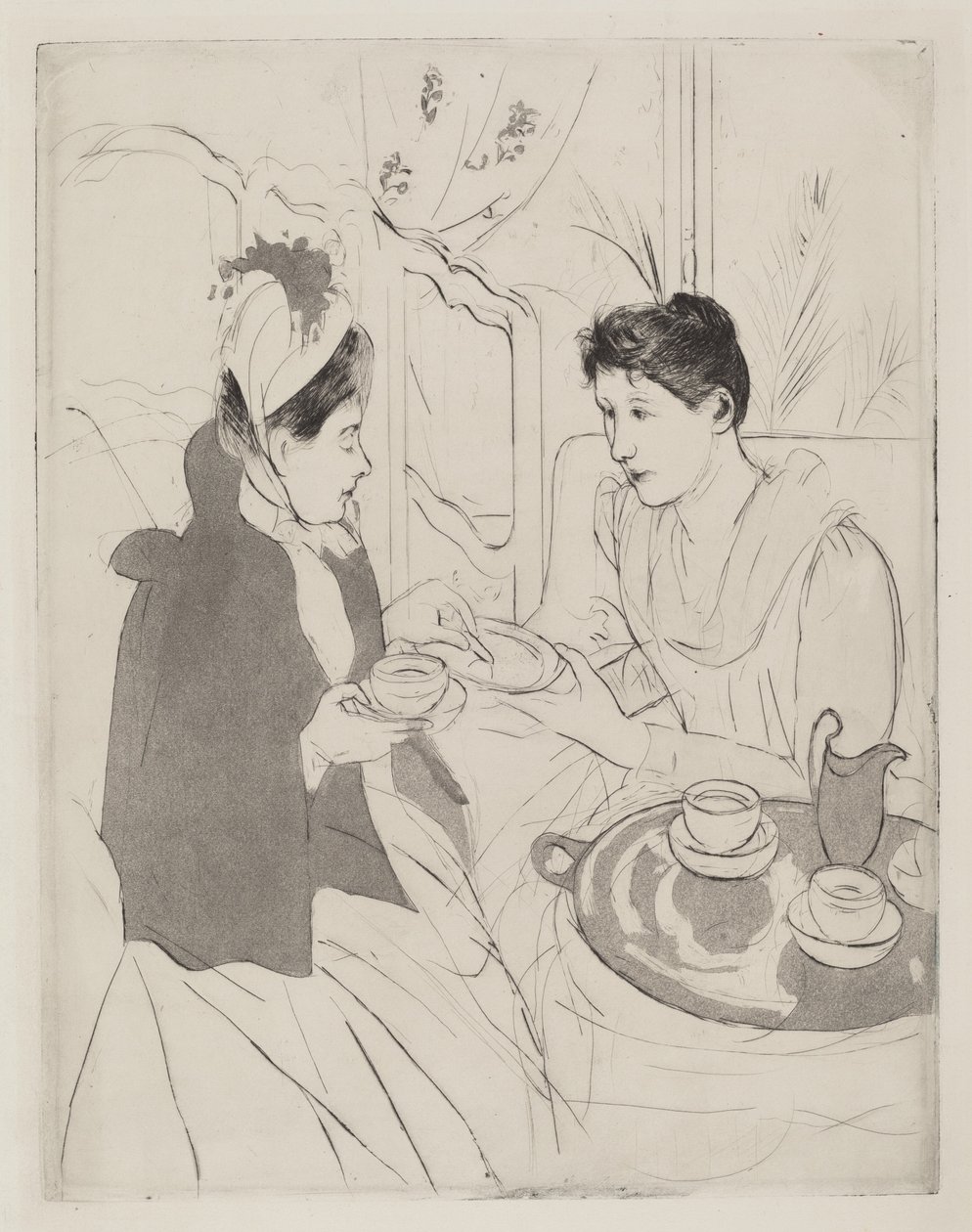 午后茶会，1890-1891。 作者 玛丽·卡萨特