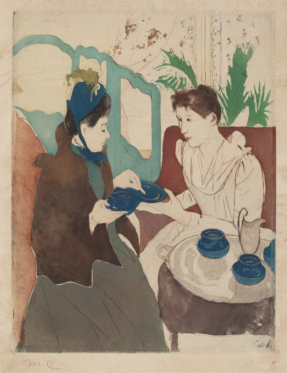 午后茶会，1890-1891。 作者 玛丽·卡萨特
