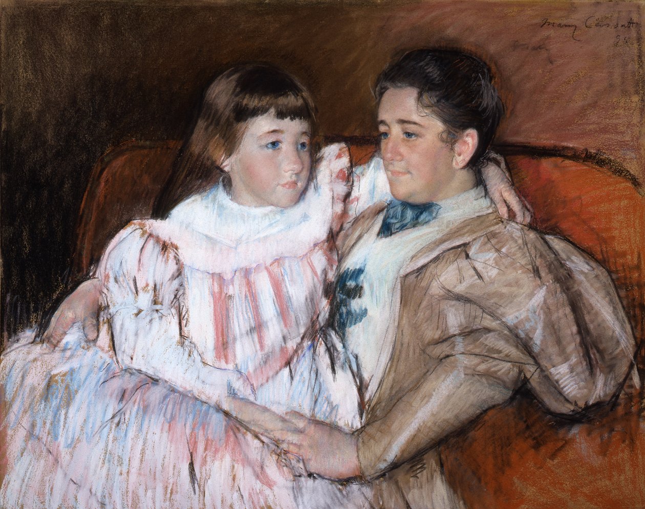 Louisine Havemeyer和她的女儿Electra，1895年（粉彩纸） 作者 玛丽·卡萨特